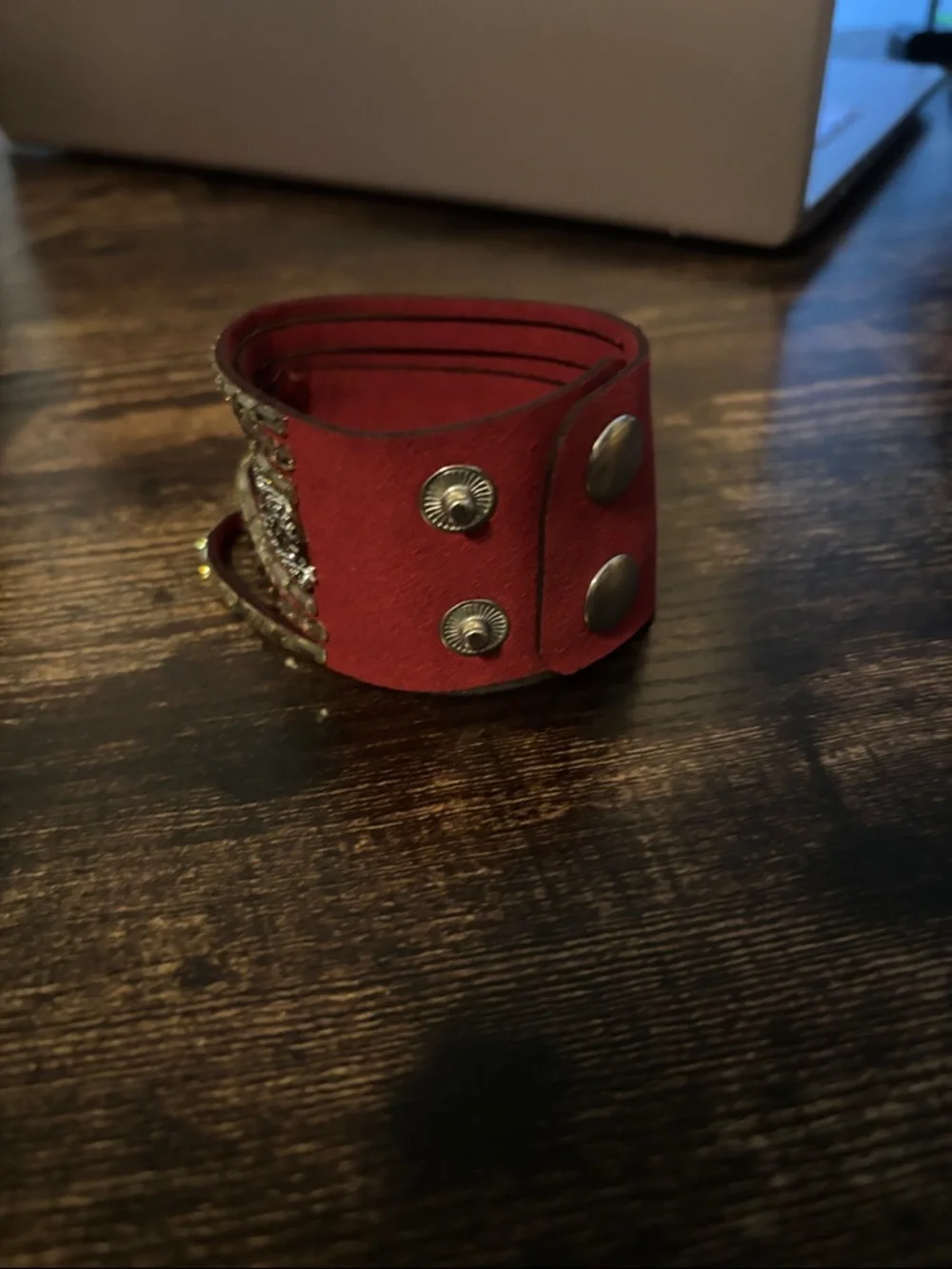 Rhinestone Embellished Red‎ Multi-Row Cuff Wrap Bracelet